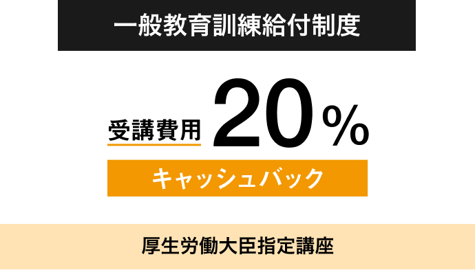 厚生労働大臣指定講座 受験費用最大10万円キャッシュバック 一般教育訓練給付制度対象