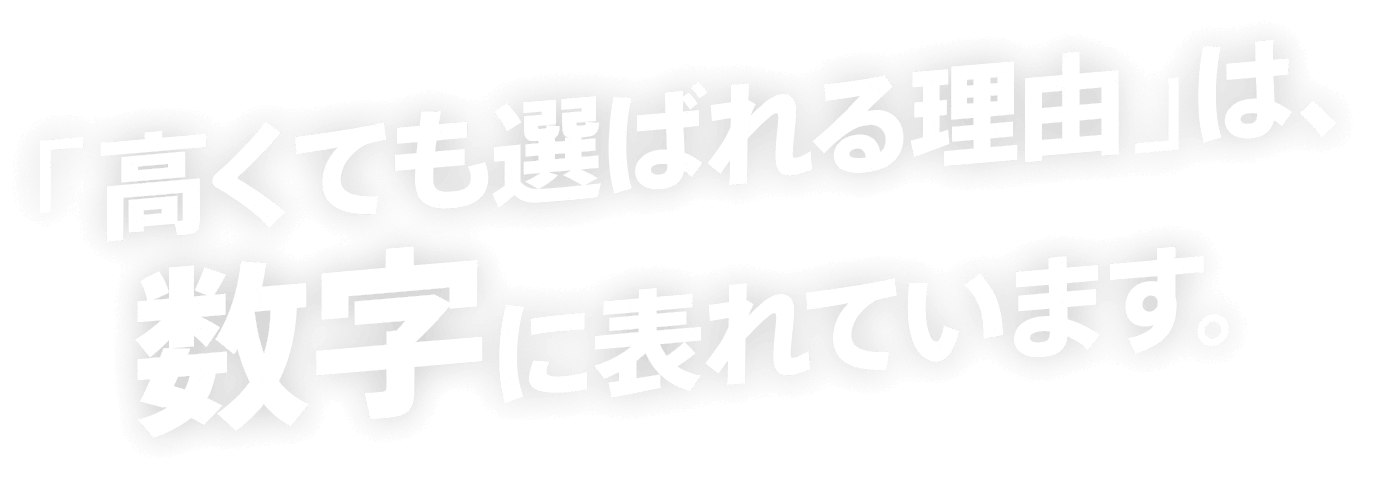 「高くても選ばれる理由」は、数字に表れています。